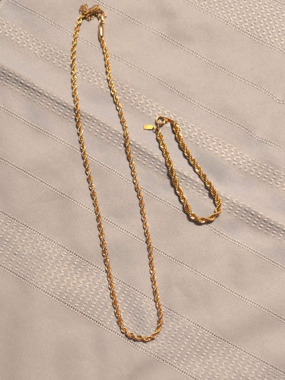 Gold Rope Chain Necklace and Bracelet Set - Women Jewelry
